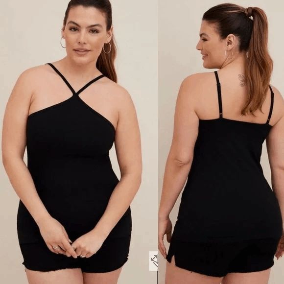 Torrid Black Foxy Stretchy Cotton Halter Neck Tank Top 2X 18/20 NWT - Picture 7 of 11